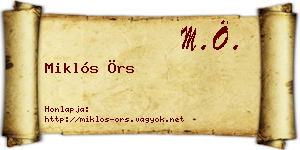 Miklós Örs névjegykártya